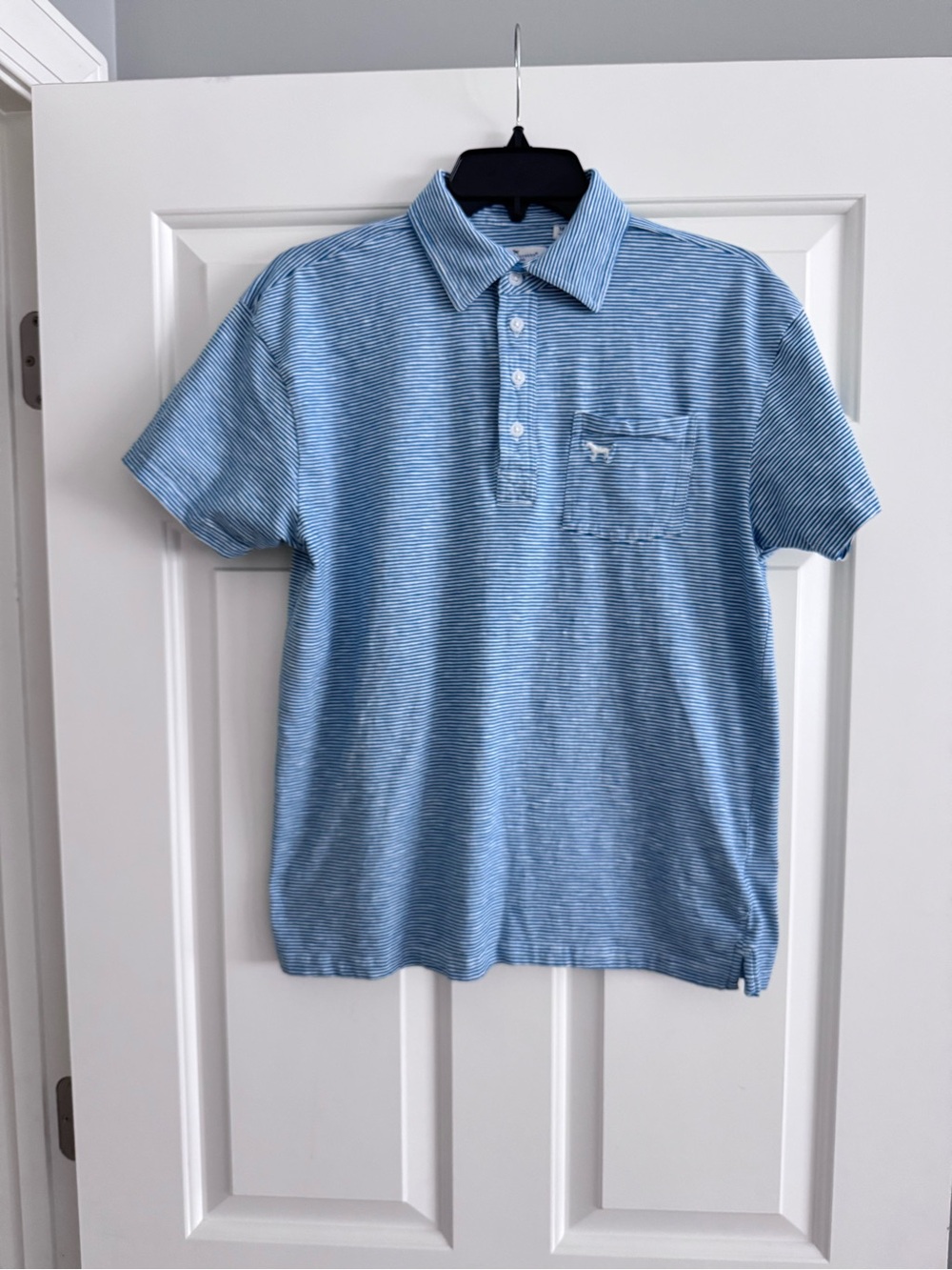 Simply Southern Blue Micro-Stripe Polo Shirt
